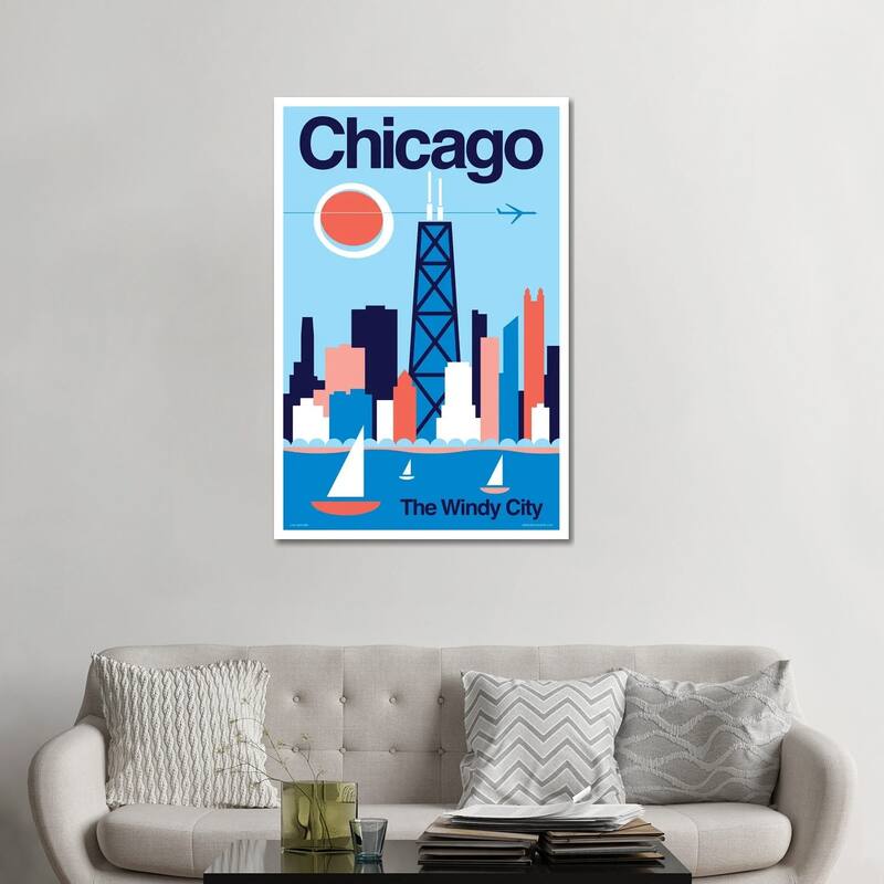 iCanvas "Chicago Minimalist Travel Poster" by Jim Zahniser Canvas Print - 48x32x1.5