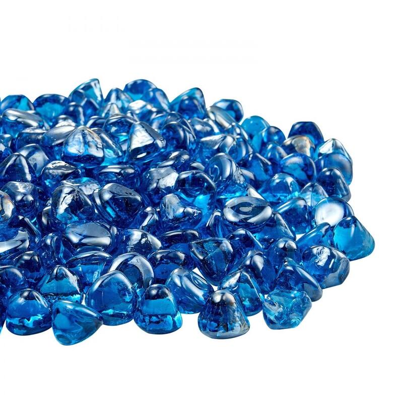 Caribbean Blue Diamond Fire Glass Beads 10 lbs Heat Resistant - 1 inch