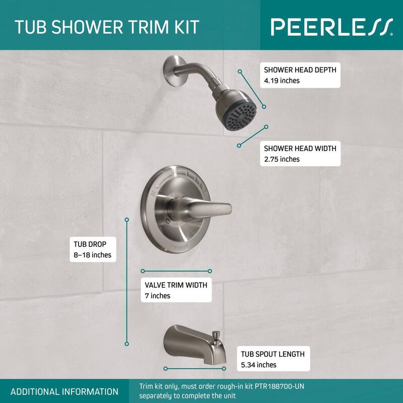 Peerless Pressure Balanced Tub and Shower Trim Package with Single