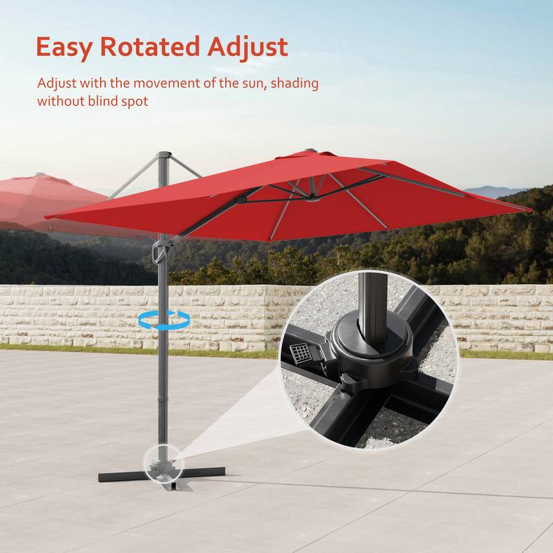 LIVOOSUN 10x8FT Rectangular Cantilever Patio Umbrella Aluminum Frame