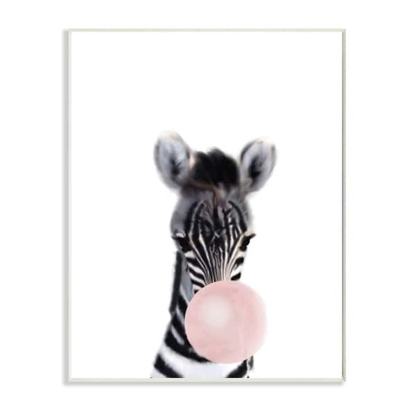 slide 2 of 11, Stupell Baby Zebra with Pink Bubble Gum Safari Animal Wood Wall Art