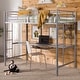 preview thumbnail 2 of 11, Walker Edison Abner Twin Metal Loft Bed with Desk - Silver