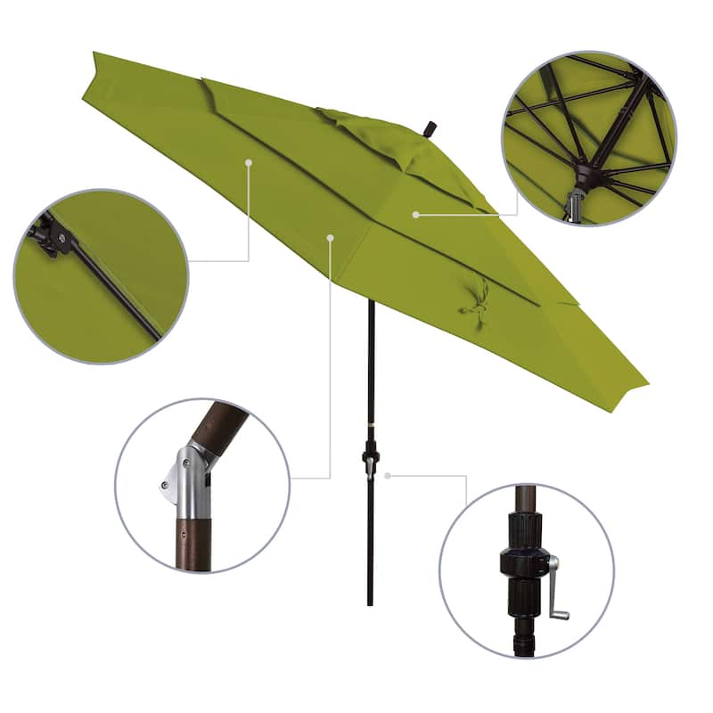 California Umbrella 11' Sun Master Patio Umbrella Bronze Aluminum Pole Fiberglass Ribs Crank Lift Collar Tilt Pacifica Capri
