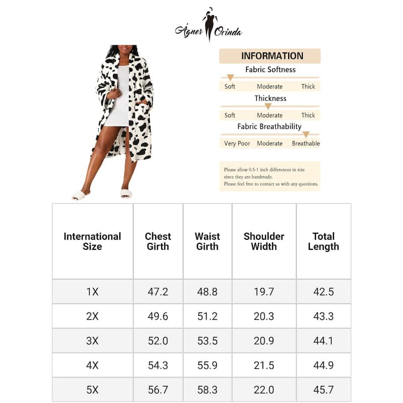 Women's Plus Size Robe Cow Print Self Tie Mid-Length Bathrobe