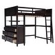 preview thumbnail 24 of 25, Full size Versatility Solid Construction Loft Bed with Drawers and Desk, Wooden Loft Bed with Shelves