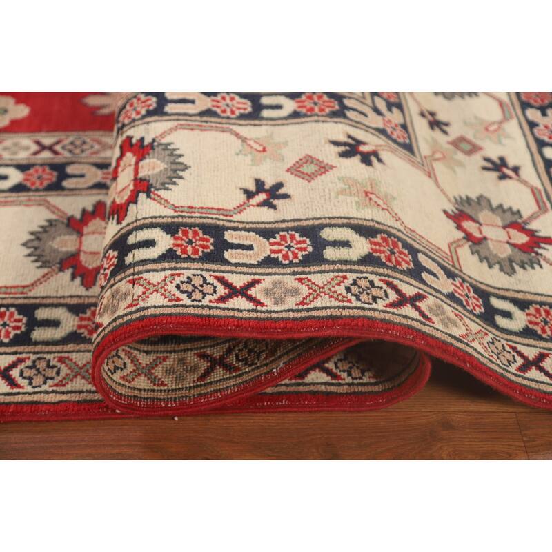 Red Kazak Oriental Area Rug Handmade Traditional Wool Carpet - 9'0"x 12'8"
