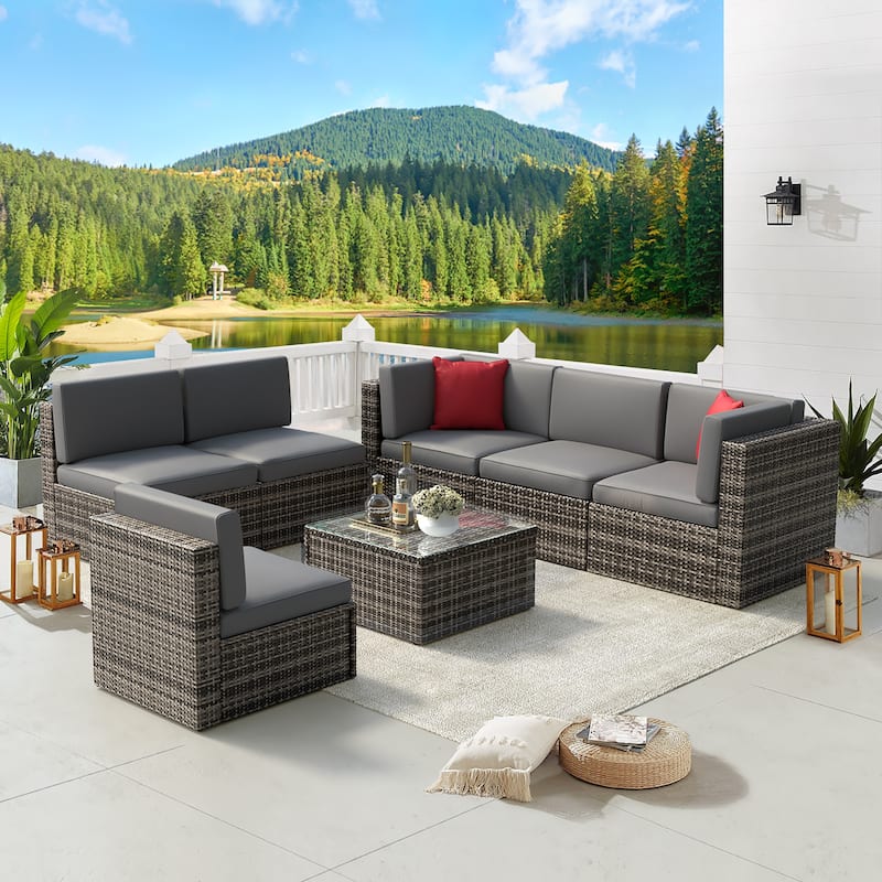 7PCS Outdoor Sectional Sofa Set