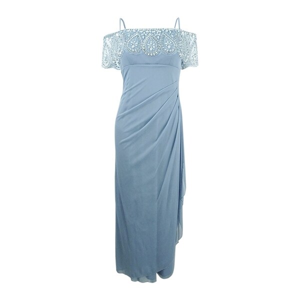 xscape embellished off the shoulder gown