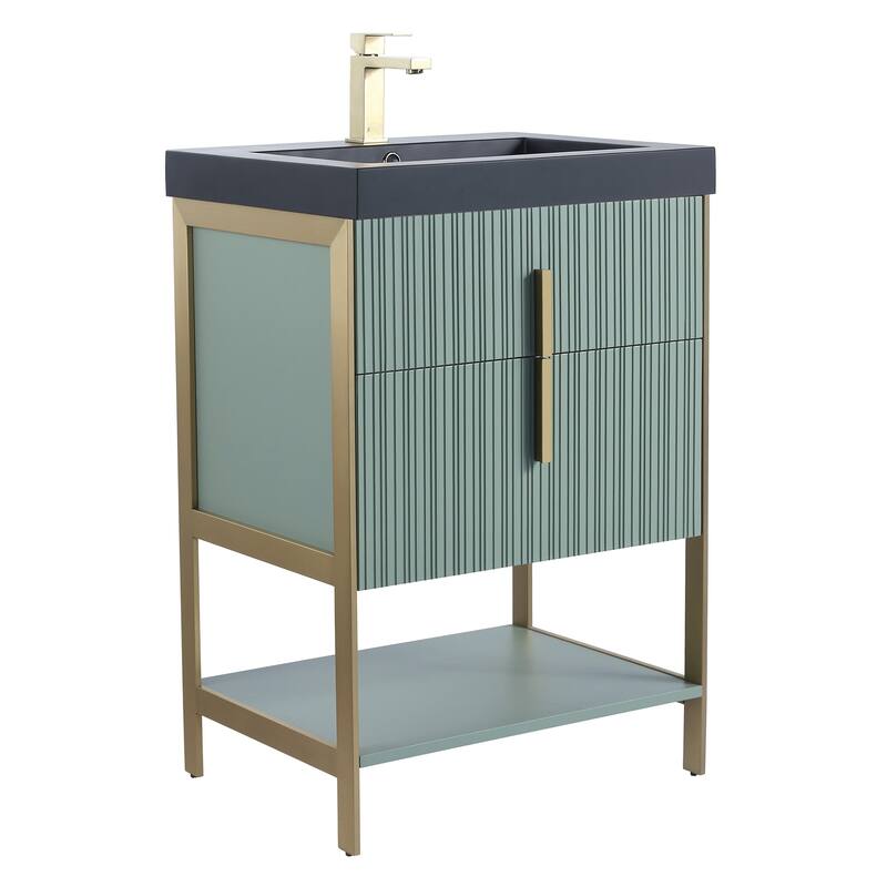 Fine Fixtures Serenity Modern Bathroom Vanity with Black Gel Acrylic Top