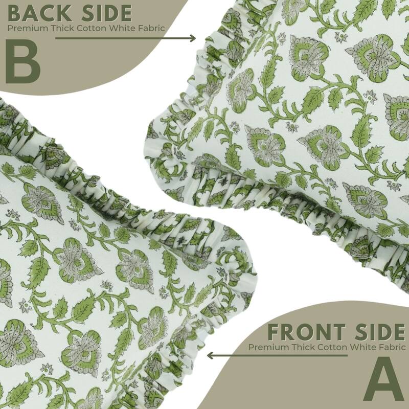 Block Print Green Pillow Cover by FABDIVINE-MADHUBALA