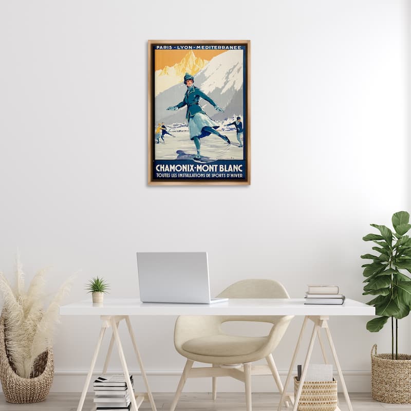 Stupell Vintage Ice Skating Advertisement Framed Floater Canvas Wall Art Design By Marcus Jules