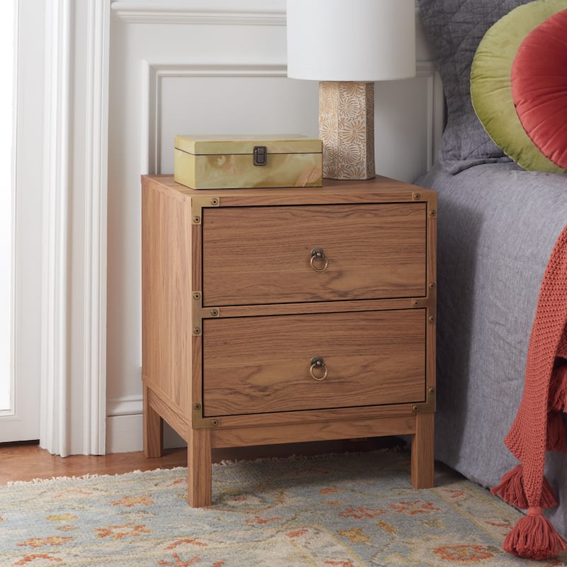 SAFAVIEH Zaria 2-Drawer Nightstand - Oak/Gold
