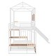 preview thumbnail 9 of 11, White House-shaped Metal Bunk Bed wHouse Roof Frame, Twin Over Twin Bed, Storage Stair, Slide for Teens Children Playhouse Bed