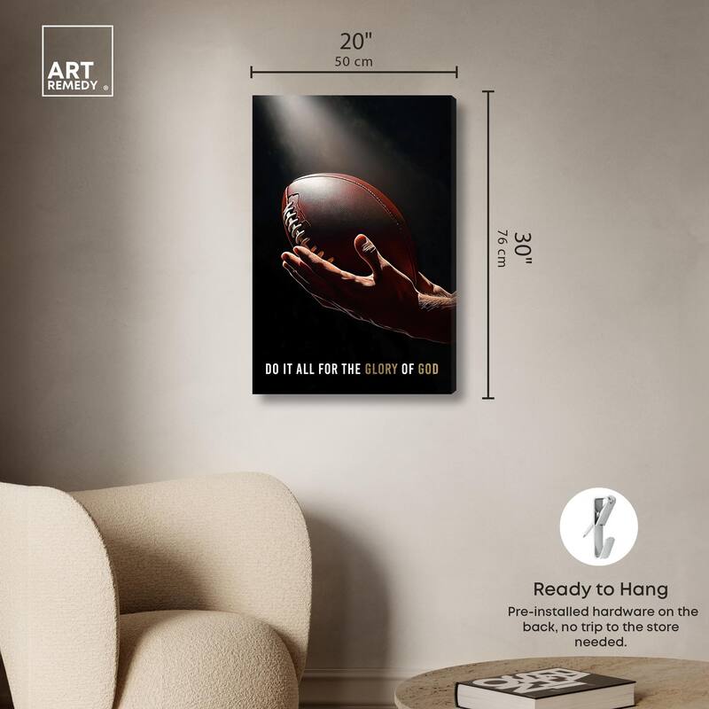 Glory of God Football Canvas by Art Remedy, Gallery Wrapped