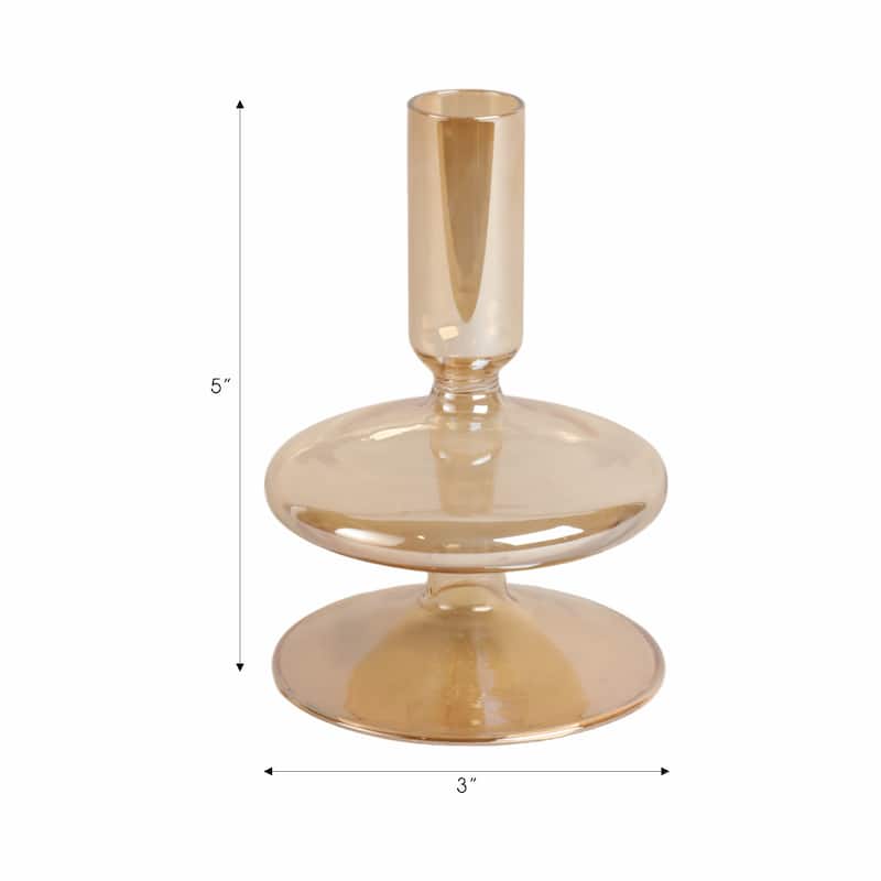 Sculptural Glass Candle Holder with Rounded Accent Base - Modern Tabletop Candle Holder for Any Room