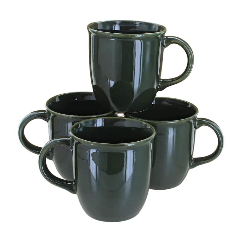 Blue Rose Polish Pottery 1800 Zaklady 4PC Mug Set - Olive