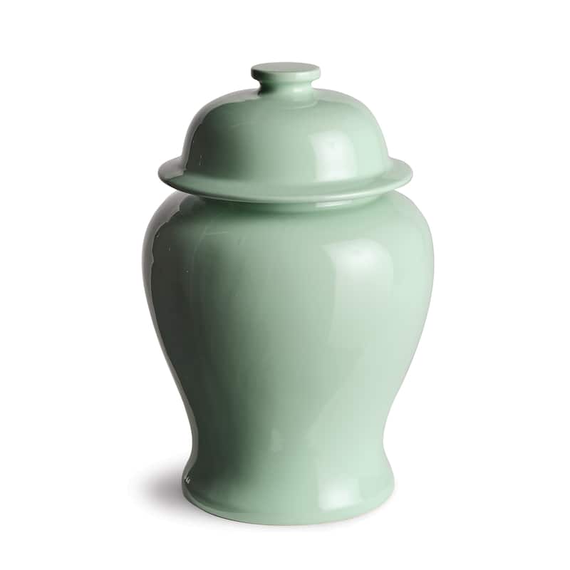 Koa Lidded Ginger Jar - Green - Wide Small