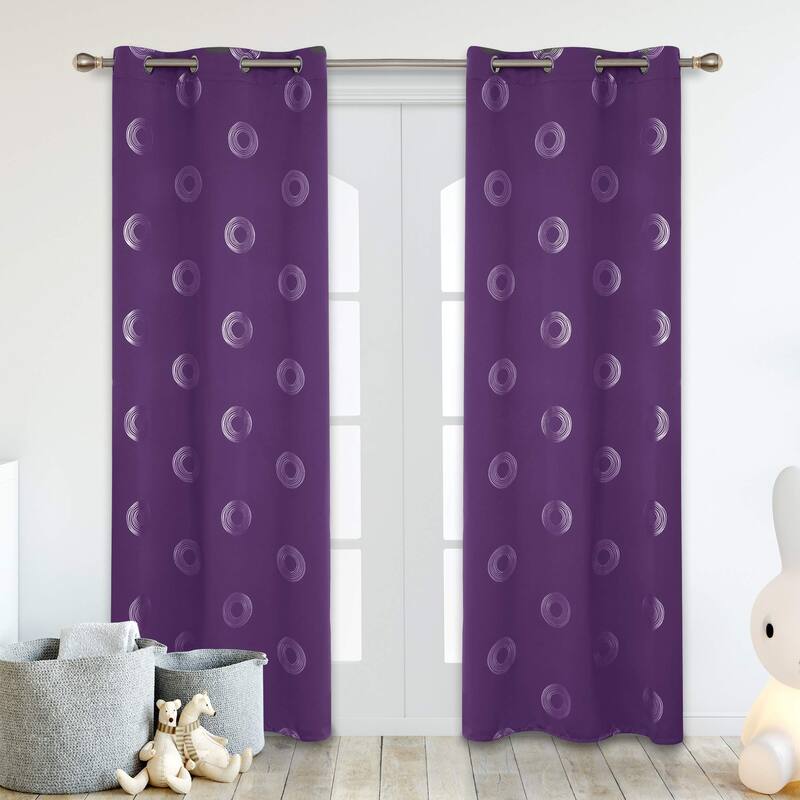 Concentric Circles Pattern Room Darkening Curtain 2 Panels