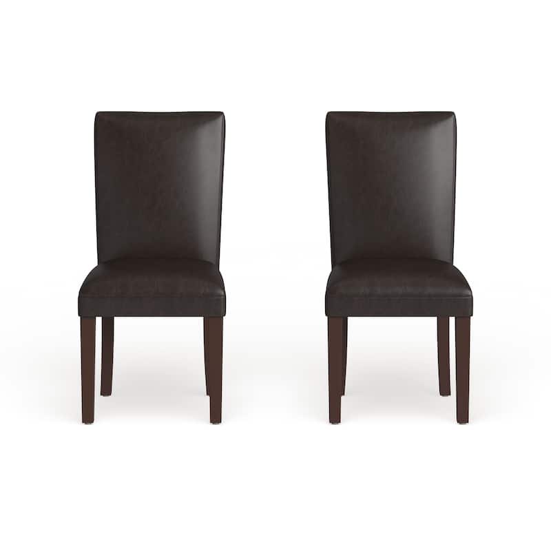 Homepop Parsons Dining Chair - Brown Faux Leather - set of 2