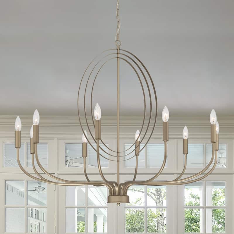 10 - Light Candle Style Geometric Chandelier - 39.37"D*39.37"W*33.54"H
