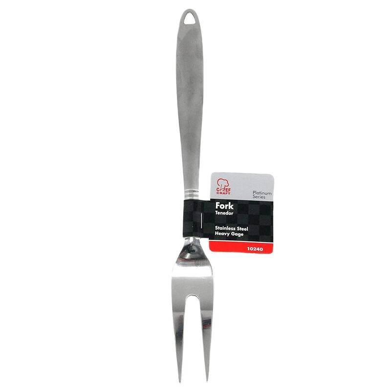 Chef Craft 12.5" Long Stainless Steel Meat Serving Fork with Attractive Brushed Finish Handle