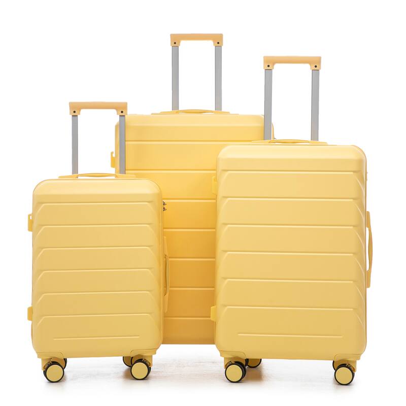 20"/24"/28" 3-Piece, Modern Luggage Sets with Retractable Handle and Combination Lock, for Boarding Travel, Yellow