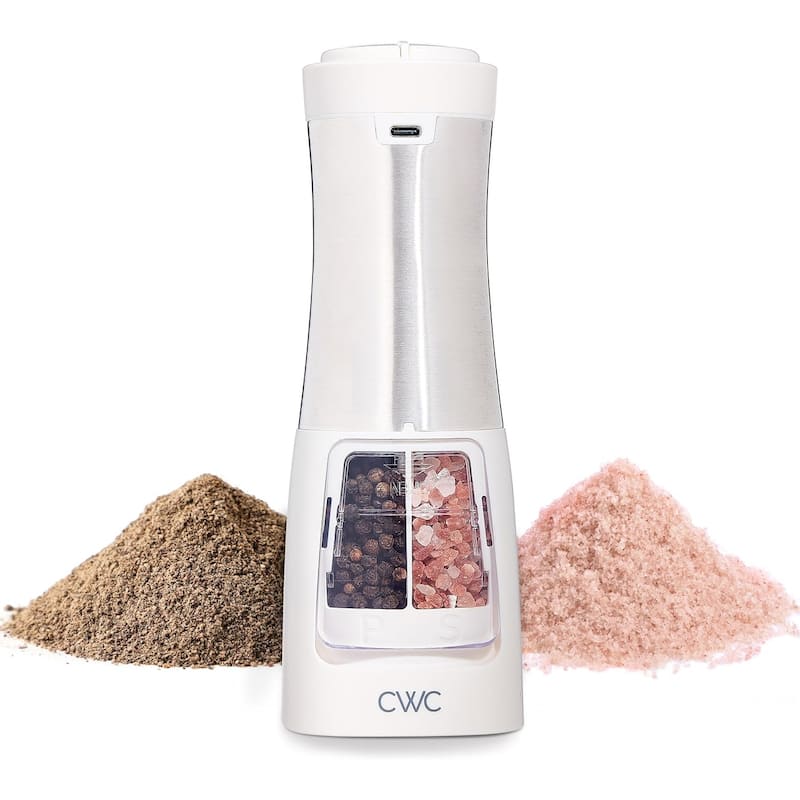 COOK WITH COLOR 2-in-1 Rechargeable Salt & Pepper Shaker - 2 Grinders for Salt and Pepper - Cream