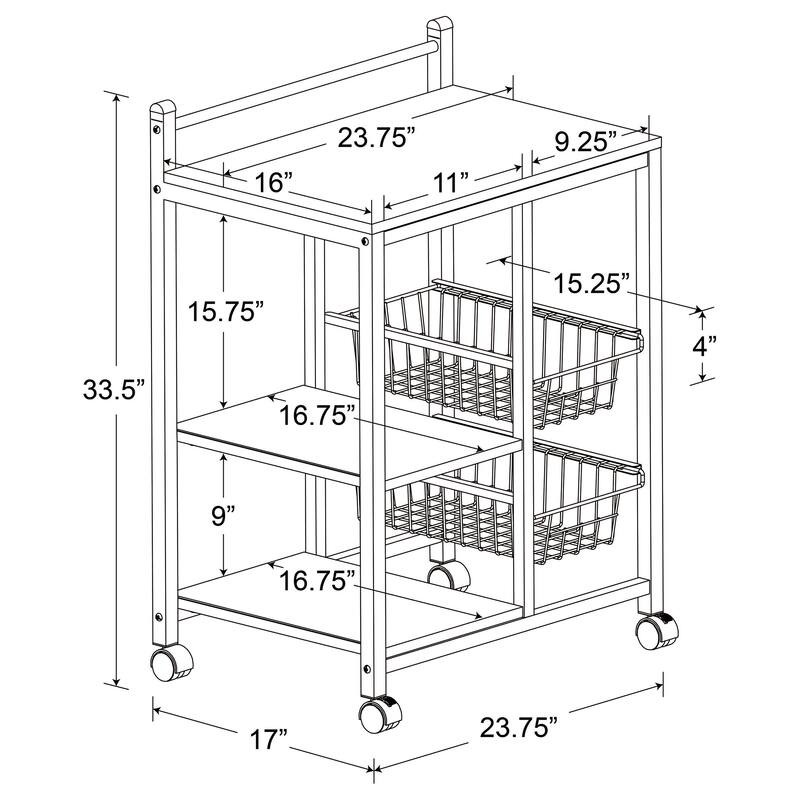 Kelvin Natural Brown and White 2-shelf Kitchen Cart