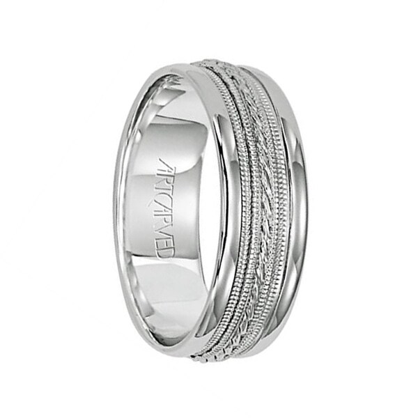 Shop OPULENCE 14k White Gold Wedding Band Engraved ... (600 x 600 Pixel)