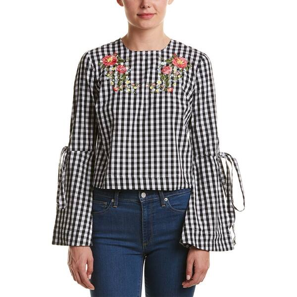 Shop Haute Rogue Gingham Embroidery Top Overstock 29472588