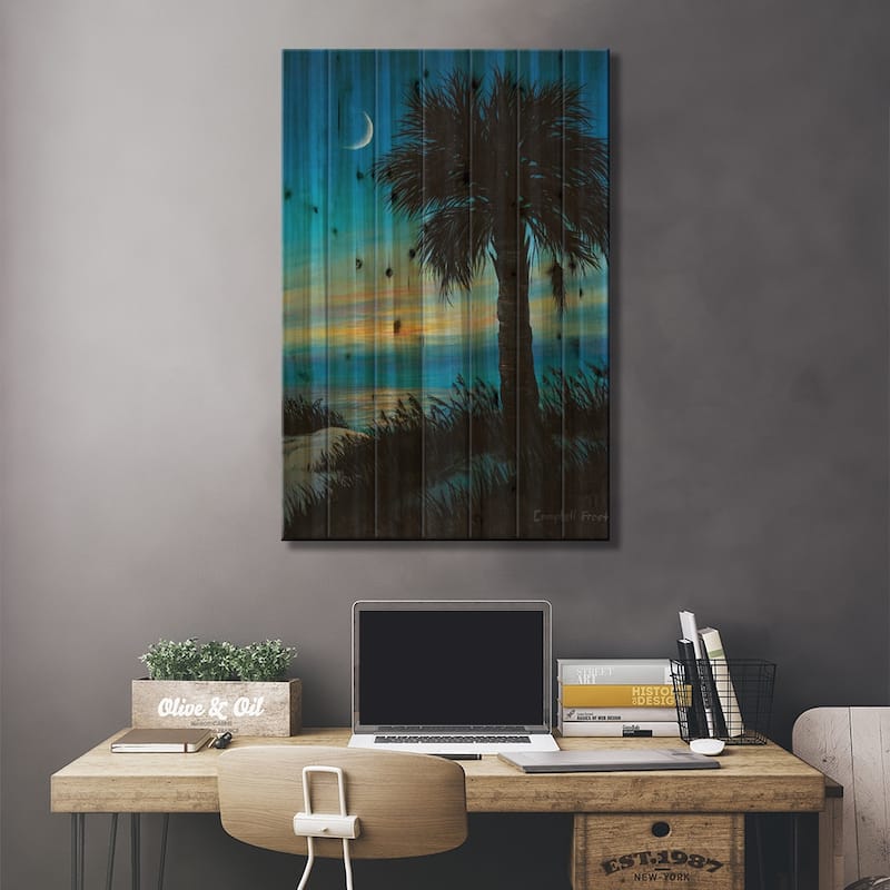 Palmetto Crescent Print On Wood by Campbell Frost - Multi-Color