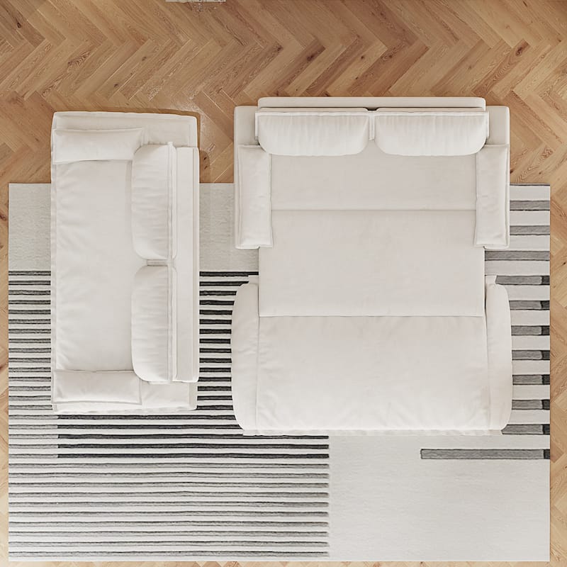 3-in-1 Convertible Sleeper Sofa Loveseat with 2 Soft Pillows, Pull-Out Sofa Bed, Chaise Lounge Sofa for Living Room