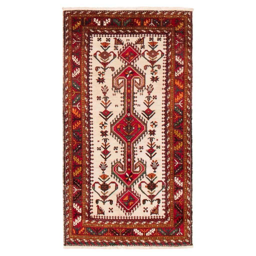 ECARPETGALLERY Hand-knotted Melis Cream Wool Rug - 3'4 x 6'0