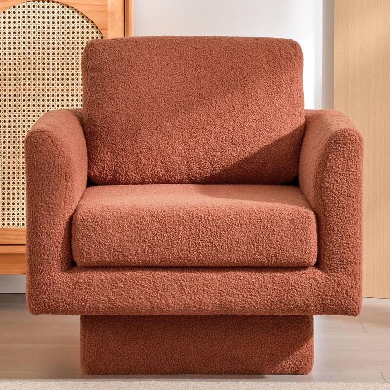 Boucle Swivel Chair with Thick Cushion