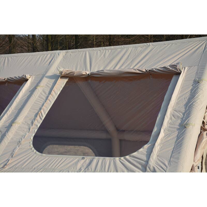 9.8 x 13 ft Modern Camping Tent with Hand Pump, Chimney Window, Waterproof and Windproof, Accommodates 7-8 People