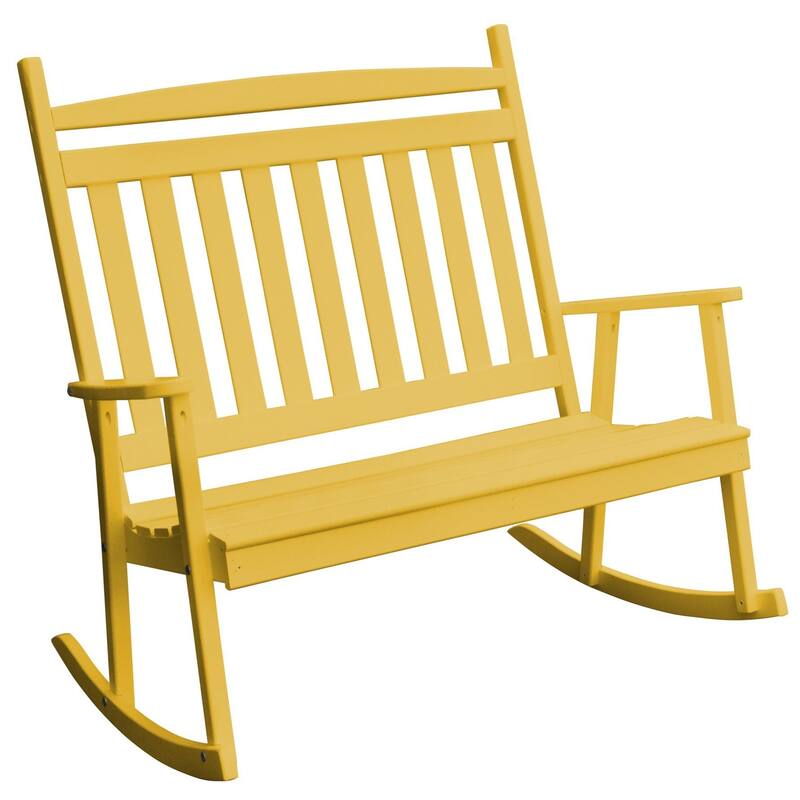 Pine Double Classic Porch Rocker - Canary Yellow