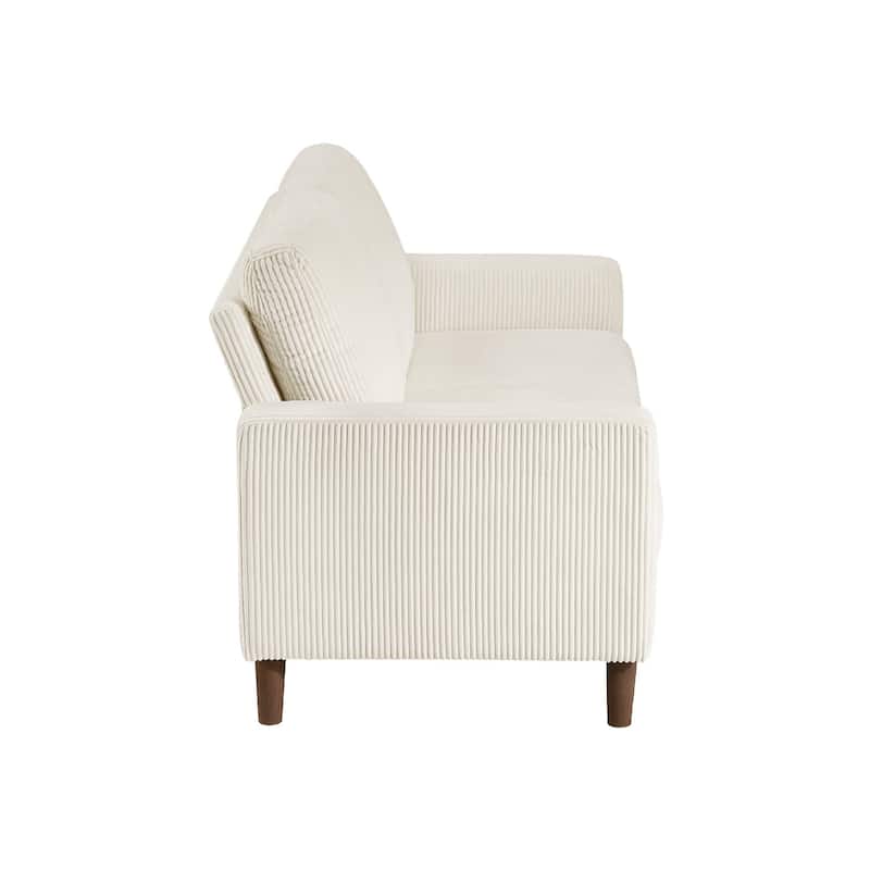 Cey Loveseat, Beige Corduroy Upholstery, Modern Style Brown Legs, 55 Inch