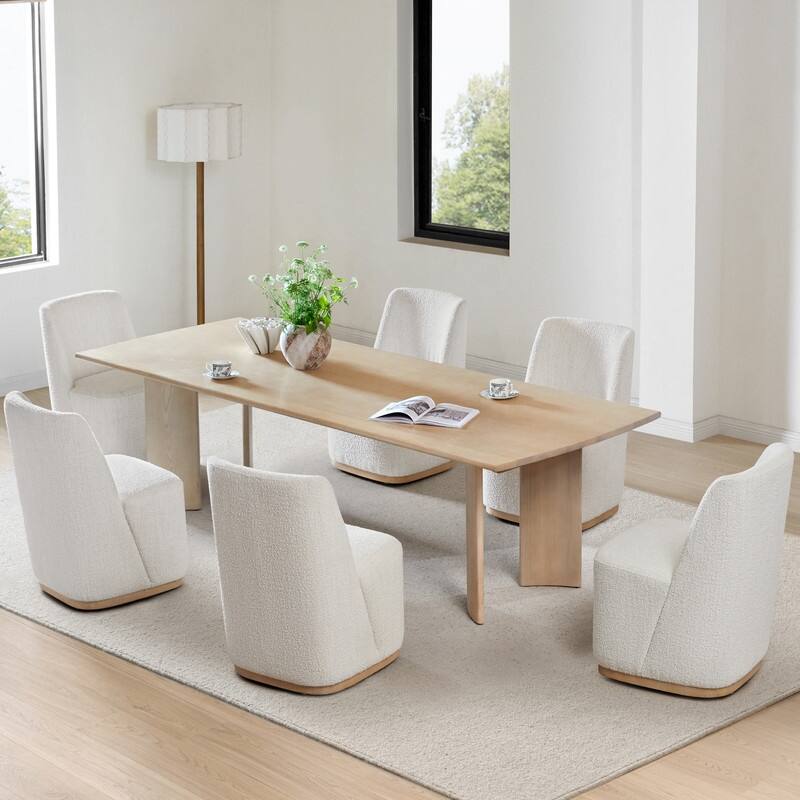 Brian Modern Dining Chairs with Casters&Wood Base Set of 2