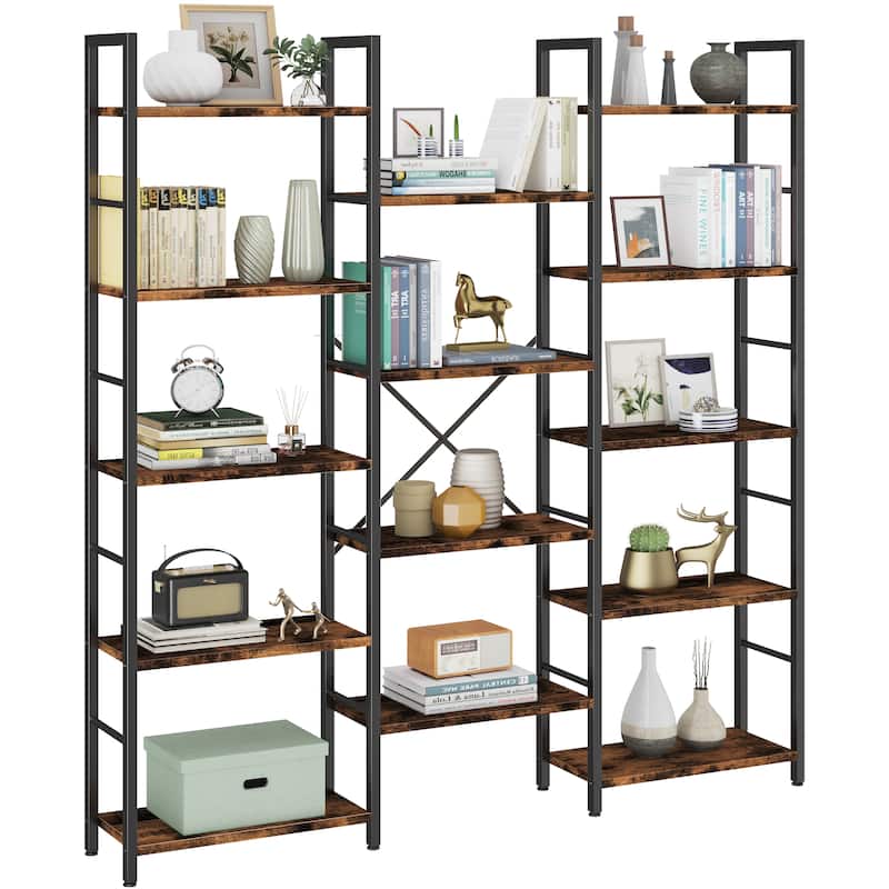 Industrial Style 5-Tier Bookshelf - Storage Shelf for Living Room, Home Office