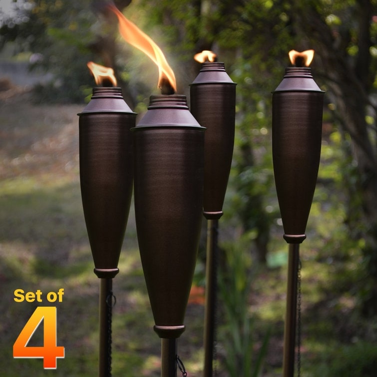 Deco Home Set of 4 Garden Tiki Torch Citronella Metal Outdoor Torch 60inch Bed Bath Beyond 33528818