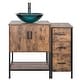 preview thumbnail 42 of 51, 36" Brown Bathroom Vanity Set with Side Cabinet Mid-Century Vanity with Sink & Faucet