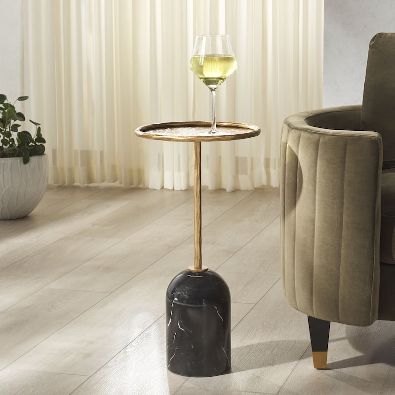 SAFAVIEH Couture Tanyarose Metal & Marble Drink Table - 12"W x 12"D x 24"H