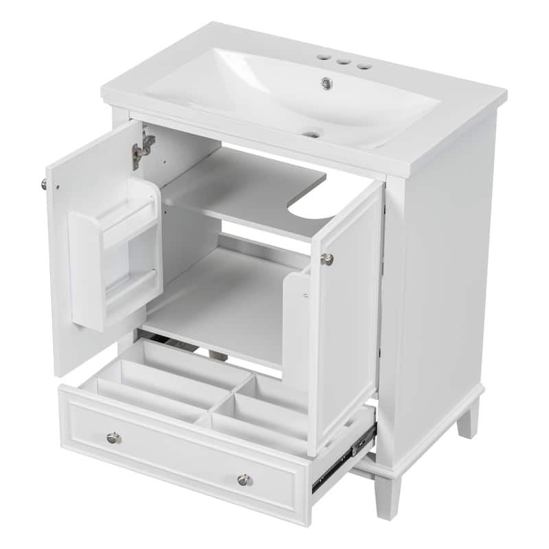 Roomfitters 30" Bathroom Vanity with Sink Combo, Multi-Functional Cabinet with Doors and Drawer, Solid Frame, MDF