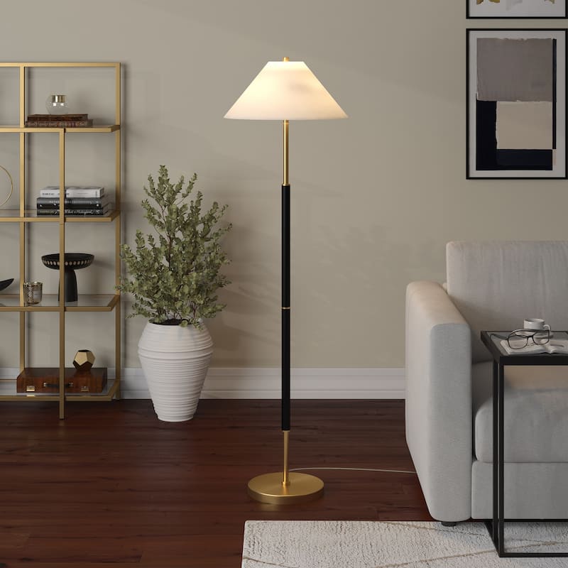 Simona 2-Light Floor Lamp with Fabric Shade - 18" Wide