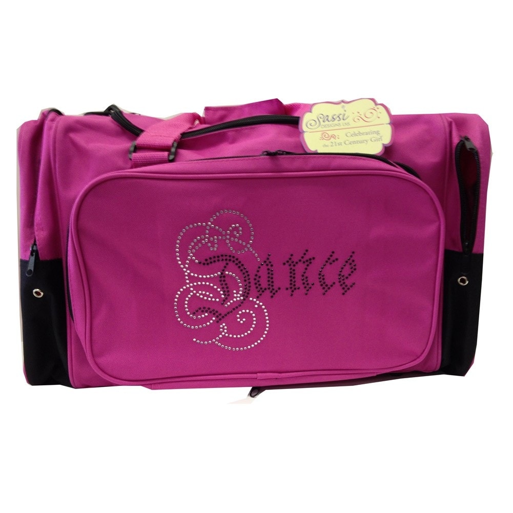 Girls Hot Pink Dance Rhinestone Square Duffel Bag Tote One Size Overstock 18441767