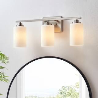 KAWOTI 3-Light Dimmable Bathroom Vanity Light with Frosted White Glass