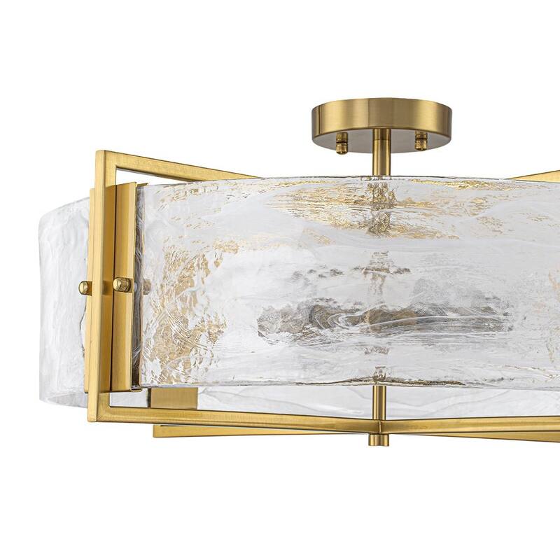 Modern Entryway 6-Light Glazed Glass Drum Semi-flush Mount