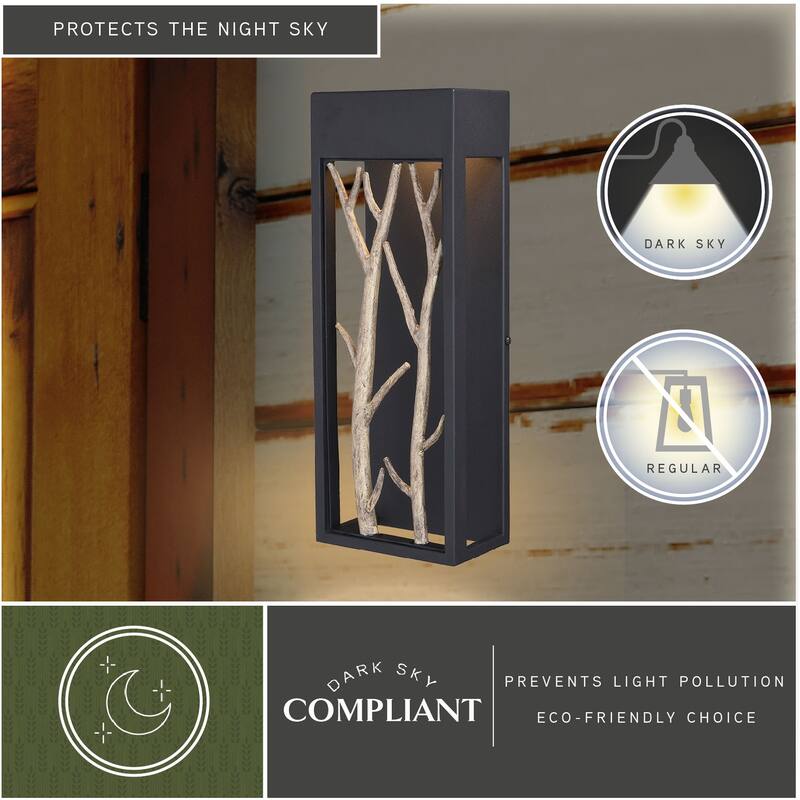 Ocala 1-light LED Black Rustic Twig Outdoor Wall Sconce - 5.75-in W x 15.5-in H x 3.5-in D