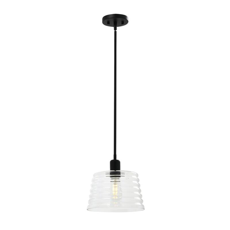 Robert Stevenson Lighting Rhodes - Ribbed Glass Ceiling Light - 10.5"L x 10.5"W x 9.9"H