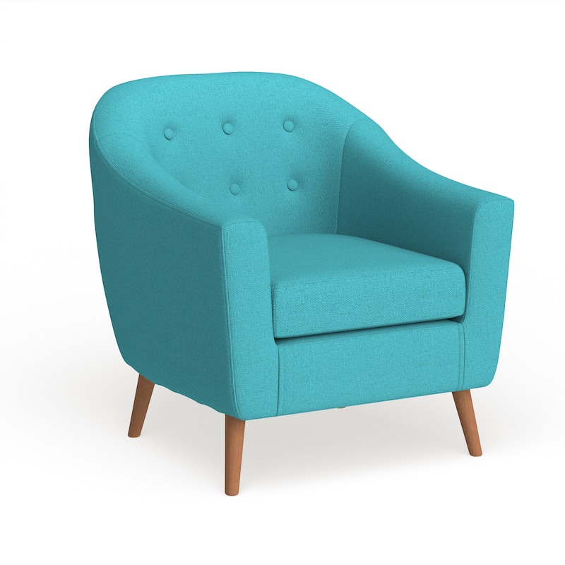 Carson Carrington Lieksa Mid-century Modern Accent Chair - Teal/Natural Wood